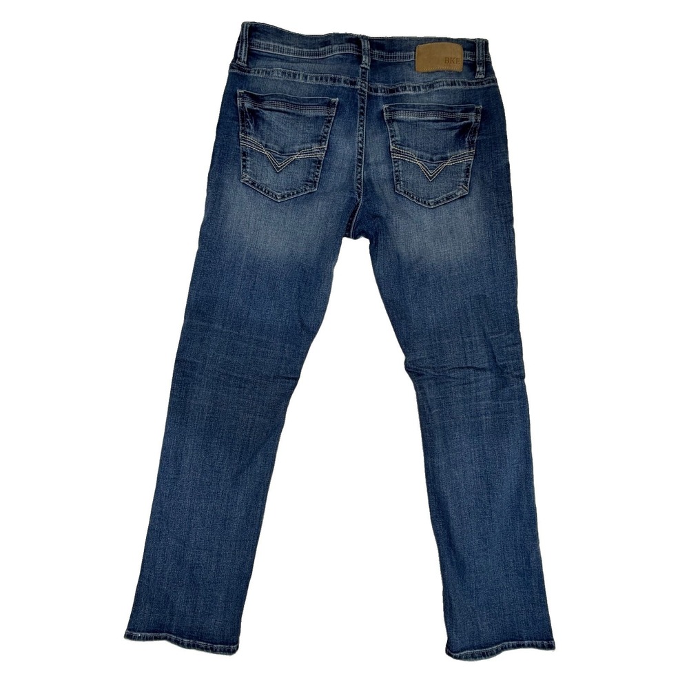 BKE Jake Straight Leg Men's Jeans Sz 34x32 Blue Med Wash Stretch Denim Buckle - Picture 3 of 10